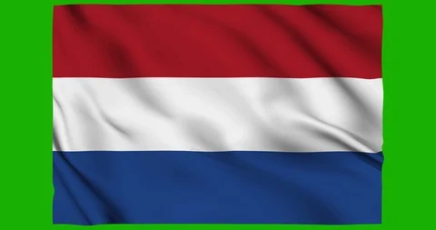 Flag of Netherlands waving on a samless loop over an easily removable background Stock Footage 98372333
