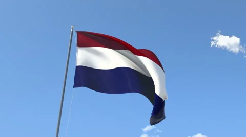 The flag of Netherlands Waving on the Wind. Video stock 47337729