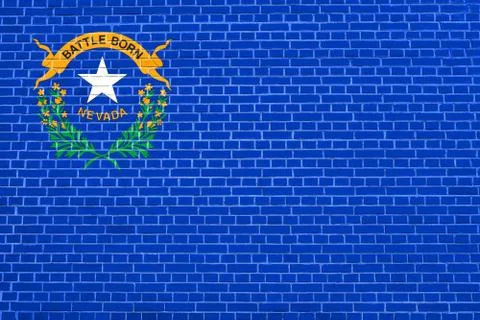Flag of Nevada on brick wall texture background Stock Illustration