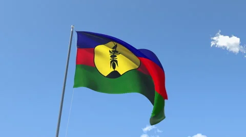 The flag of New Caledonia Waving on the Wind. Stock-Footage 47336839