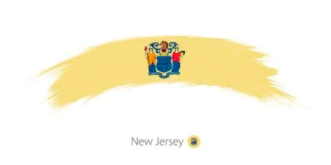 Flag of New Jersey in rounded grunge brush stroke. Stock Illustration