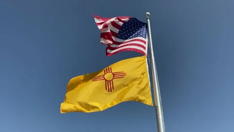 Flag of New Mexico state and American 스톡 동영상 150339474