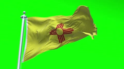 Flag of New Mexico US State waving flag animation on a green screen Stock Footage 296869577