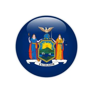 Flag New York button Illustrazione stock