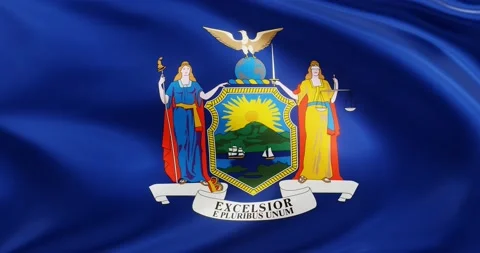 Flag of New York, Seamless looping animation fluttering in the wind Stock Footage 172494981