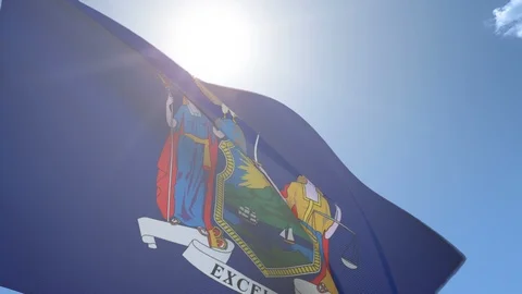 Flag of New York Waving in the Wind Video stock 118422361