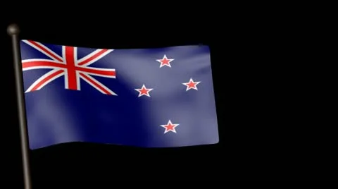 Flag NewZeland 25fps Stock Footage 12602017