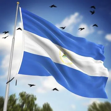Flag of Nicaragua, This is a computer generated and 3d rendered image Stock Illustration