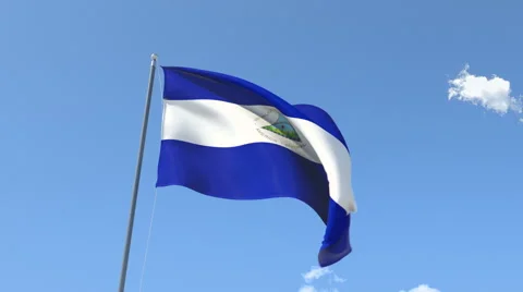 The flag of Nicaragua Waving on the Wind. Stock Footage 47336344