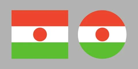 Flag of Niger buttons. Set of Flag round, rectangular icons. Circle, rectangle Illustrazione stock