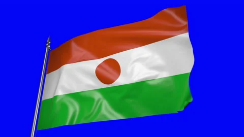 Flag of Niger on a flagpole. 3D animation on blue screen 库存影片 204954962