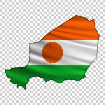 Flag Niger in the form of a map Stock Illustration