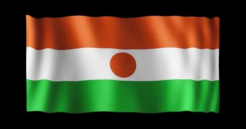 Flag of Niger, long ratio (2:1), seamless loop animation Stock Footage 83682391
