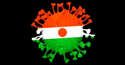 Flag of Niger on Seamless looping 3D animation of the covid-19 Corona Virus Stock Footage 167324210