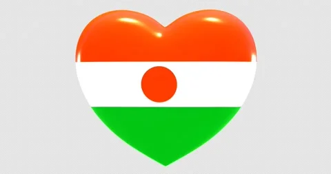 Flag of Niger on turning Heart 3D Loop Animation with Alpha Channel 4K UHD Stock Footage 170463725