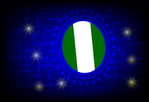 Flag of Nigeria on a background of technology. Stock Illustration