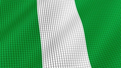 The flag of Nigeria is developing waves. Looped. Full HD 1080. Stock Footage 55158459
