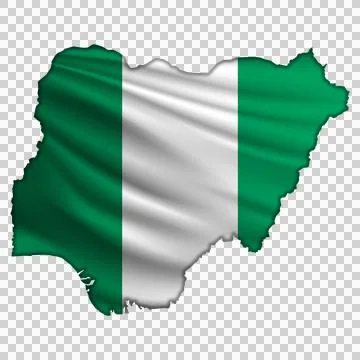 Flag Nigeria in the form of a map Stock Illustration