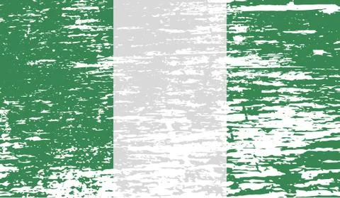Flag of Nigeria with old texture. Vector Stock Illustration