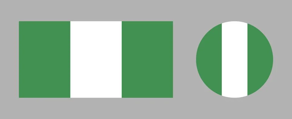 Flag of Nigeria round, rectangular icons set. National Nigeria flag badge Stock Illustration