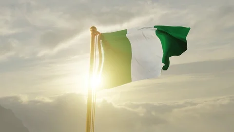 Flag of Nigeria Waving, Realistic Animation, 4K UHD 60 FPS Slow-Motion Stock Footage