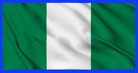 Flag of Nigeria waving on a samless loop over an easily removable background Stock Footage 98372387