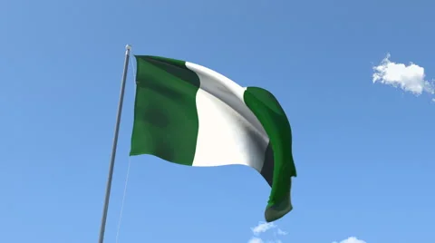 The flag of Nigeria Waving on the Wind. Stock Footage 47336166