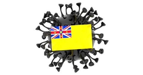 Flag of Niue on Seamless looping 3D animation of the covid-19 Corona Virus Video stock 167324214