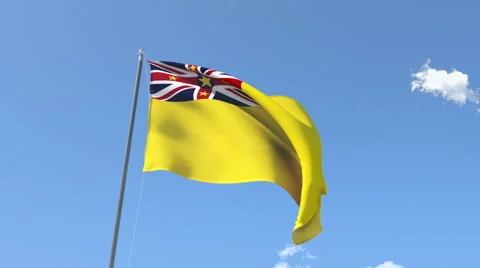 The flag of Niue Waving on the Wind. Stock Footage 47335606