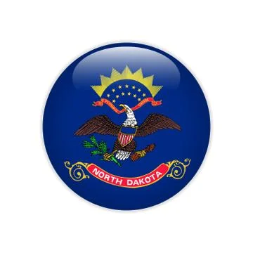 Flag North Dakota button Illustrazione stock