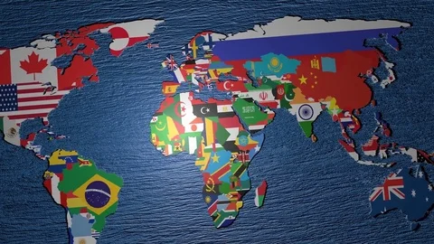 Flag of North Korea on 3d map Stock Footage 74672075