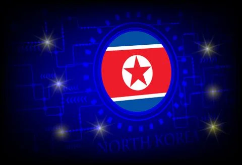 Flag of North Korea on a background of technology. Stock Illustration