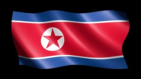 Flag of North Korea isolated on alpha channel, seamless looping Stock Footage 73540379