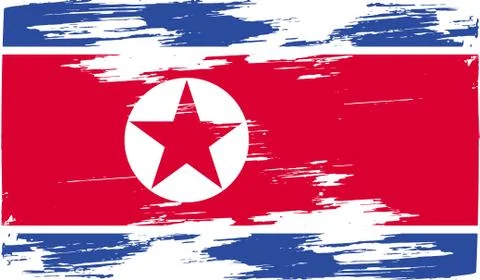 Flag of North Korea with old texture. Vector Illustrazione stock