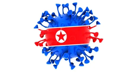 Flag of North Korea on Seamless looping 3D animation of the Corona Virus Stock Footage 166463956
