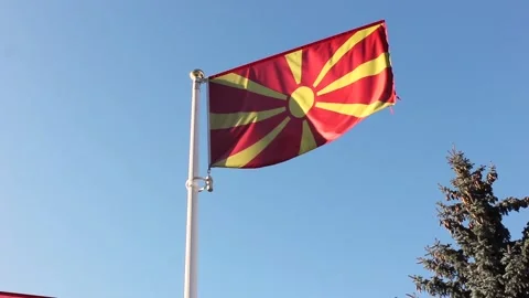 Flag of North Macedonia Stock Footage 124521420