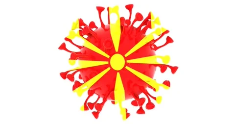 Flag of North Macedonia on Seamless looping 3D animation of the Corona Virus Stock Footage 166463347