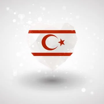 Flag of Northern Cyprus in shape diamond glass heart. Triangulation style 库存插图