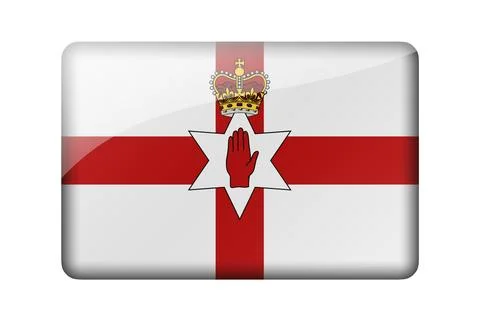 Flag of Northern Ireland. Rectangular glossy icon. Isolated on white background 스톡 일러스트