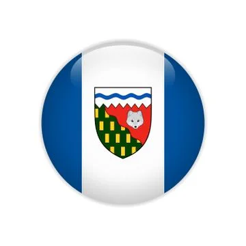 Flag of Northwest Territories button Illustrazione stock