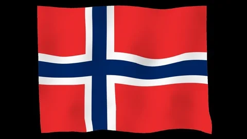Flag of Norway, 60 fps, slow motion, lopped, alpha channel Stock Footage 100018998