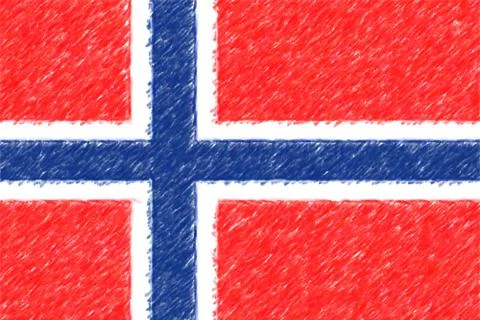 Flag of Norway background o texture, color pencil effect. Stock Illustration