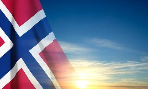 Flag of Norway on background of sky Stock Illustration