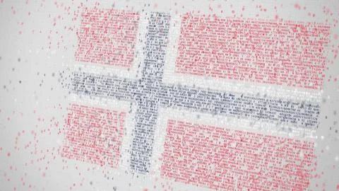Flag of NORWAY being composed with numbers. Conceptual 3D rendering Stockillustratie