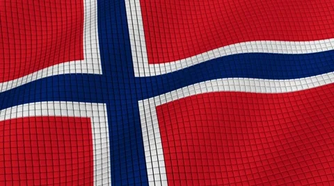 The flag of Norway is developing waves. Looped. Full HD 1080. 스톡 동영상 55158438