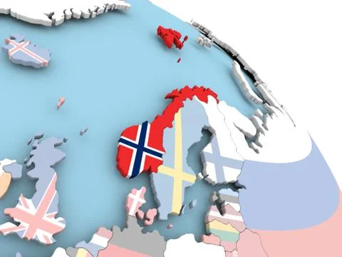Flag of Norway on globe Stock Illustration