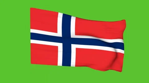 Flag of Norway on a green screen. 3D animation. Stock Footage 178917000
