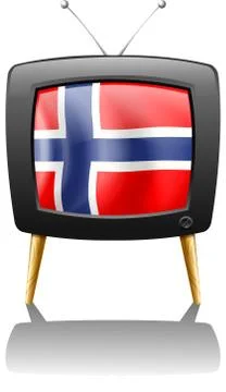 The flag of Norway inside the TV Stock Illustration
