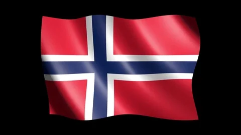 Flag of Norway isolated on alpha channel, seamless looping Stock Footage 73540503