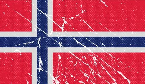 Flag of Norway with old texture. Vector Illustrazione stock